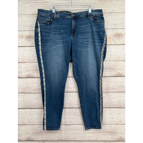 Kut from the Kloth Donna‎ Ankle Skinny Snakeskin Stripe Jeans Women's 22W Blue - Picture 1 of 13